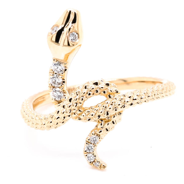 graziella 14KT Yellow Gold 0.12CTW Diamond Snake Ring