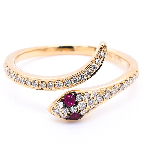 graziella 14KT Yellow Gold 0.12CTW Diamond Snake Ring