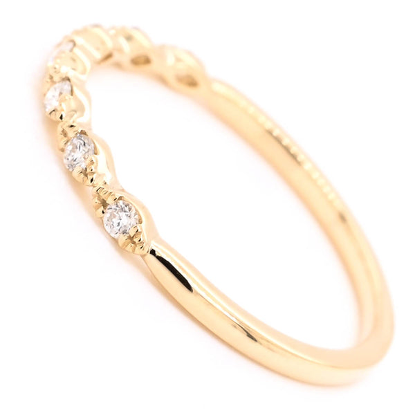 Graziella 14KT Yellow Gold 0.12CTW Diamond Wedding Band