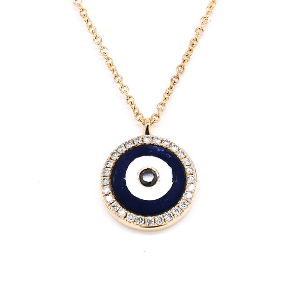 graziella 14KT Yellow Gold 0.13CTW Diamond & Enamel Evil Necklace