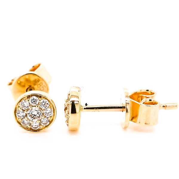 graziella 14KT Yellow Gold 0.13CTW Stud Style Backing Diamond Earrings
