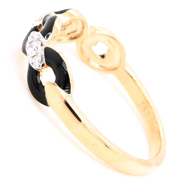 Graziella 14KT Yellow Gold 0.14CTW Diamond & Black Enamel Infinity Ring