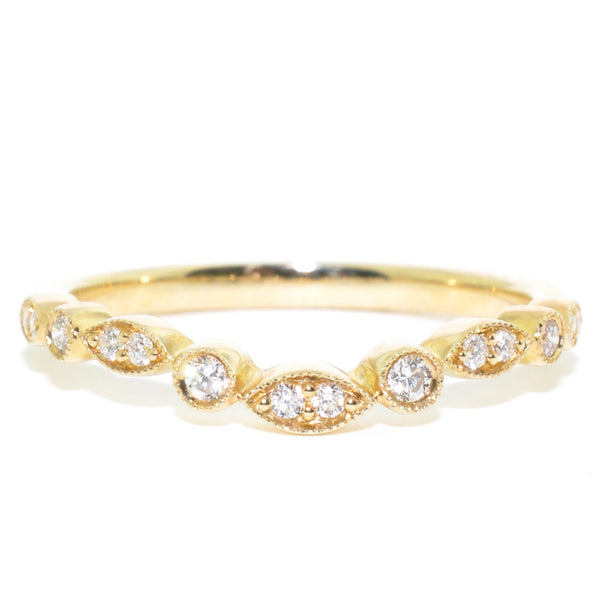 graziella 14KT Yellow Gold 0.14CTW Diamond Curved Band