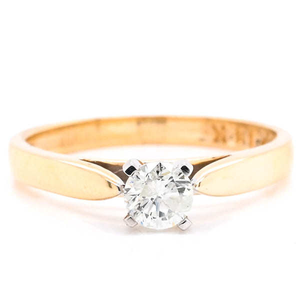 graziella 14KT Yellow Gold 0.15CT Round Shape Diamond Solitaire Promise Ring