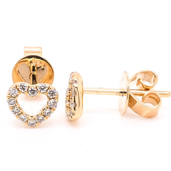 graziella 14KT Yellow Gold 0.16CTW Diamond Heart stud Earrings