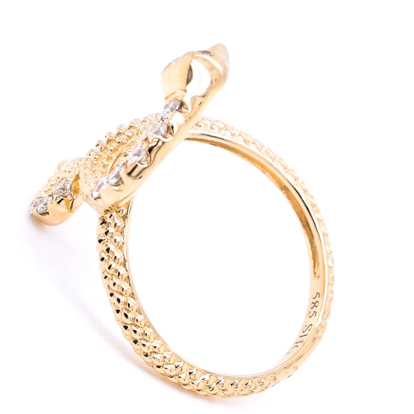 Graziella 14KT Yellow Gold 0.17CTW Diamond Snake Ring