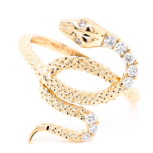 graziella 14KT Yellow Gold 0.17CTW Diamond Snake Ring