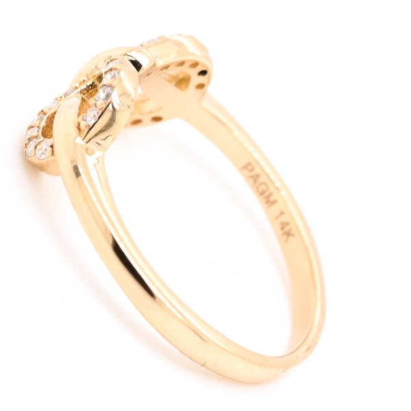 Graziella 14KT Yellow Gold 0.18CTW Diamond Infinity Knot Ring