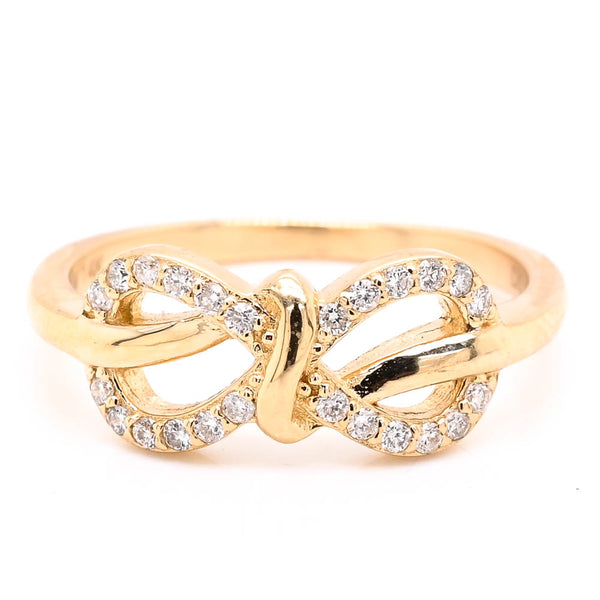 graziella 14KT Yellow Gold 0.18CTW Diamond Infinity Knot Ring