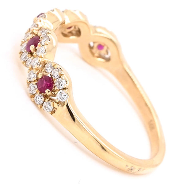 Graziella 14KT Yellow Gold 0.18CTW Ruby & Diamond Ring