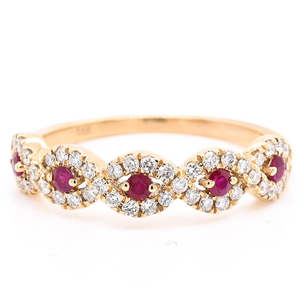 graziella 14KT Yellow Gold 0.18CTW Ruby & Diamond Ring