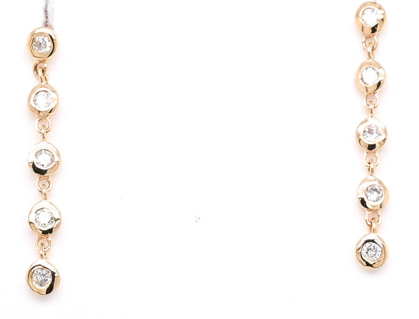 graziella 14KT Yellow Gold 0.20CTW CTW Drop Style Backing Diamond Earrings