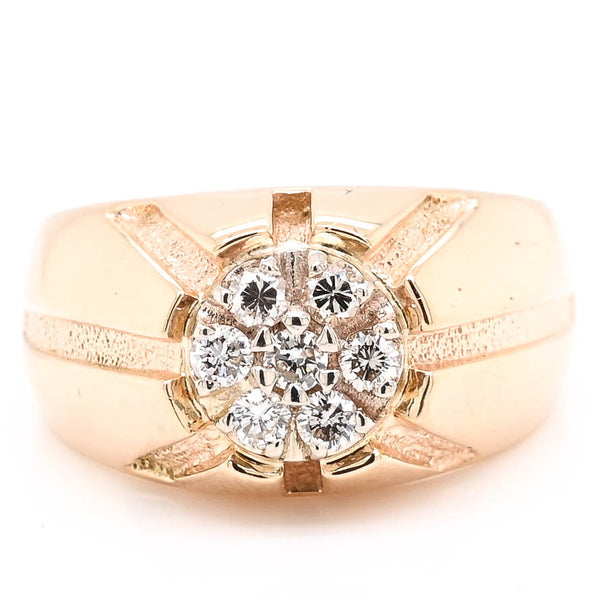 graziella 14KT Yellow Gold 0.25CTW Diamond Cluster Ring