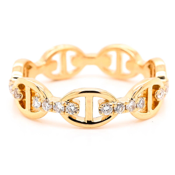 graziella 14KT Yellow Gold 0.26CTW Diamond Mariner Link Ring