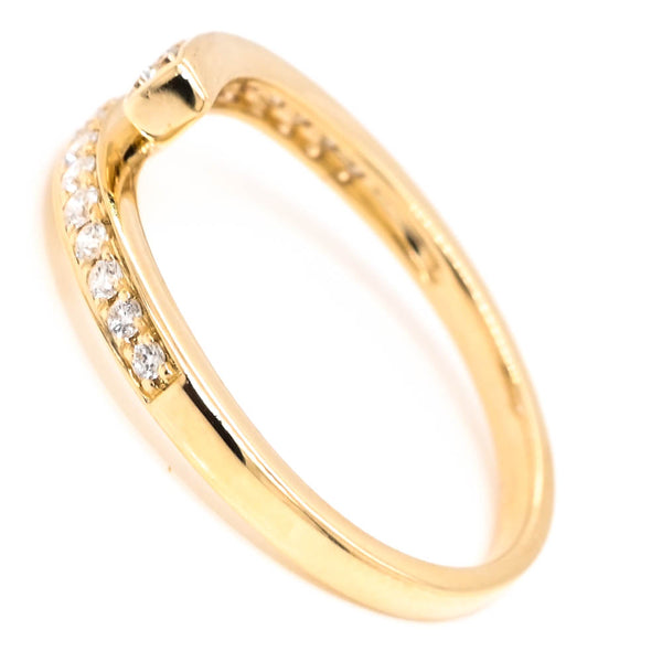 Graziella 14KT Yellow Gold 0.28CTW Diamond Cross Over Ring