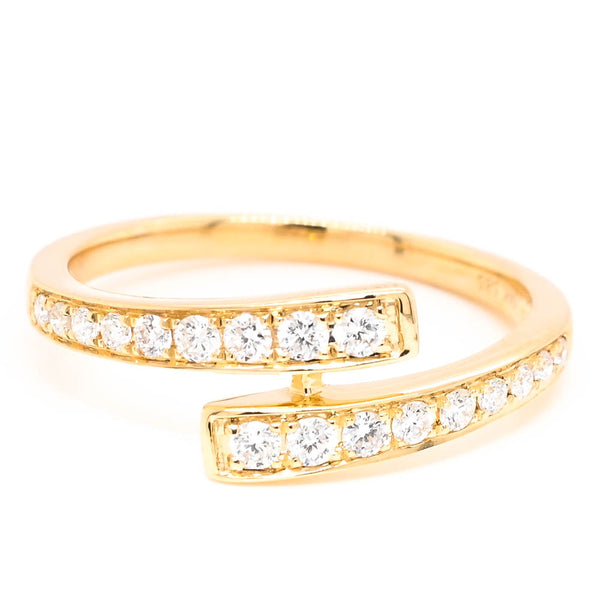 graziella 14KT Yellow Gold 0.28CTW Diamond Cross Over Ring