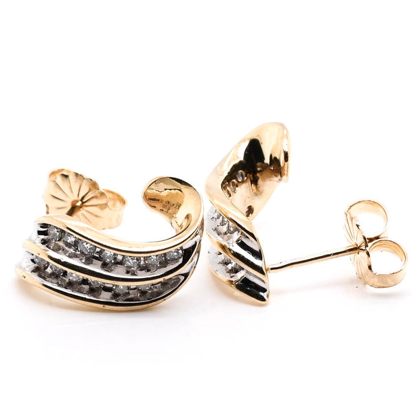 graziella 14KT Yellow Gold 0.30CTW Diamond Channel Stud Earrings