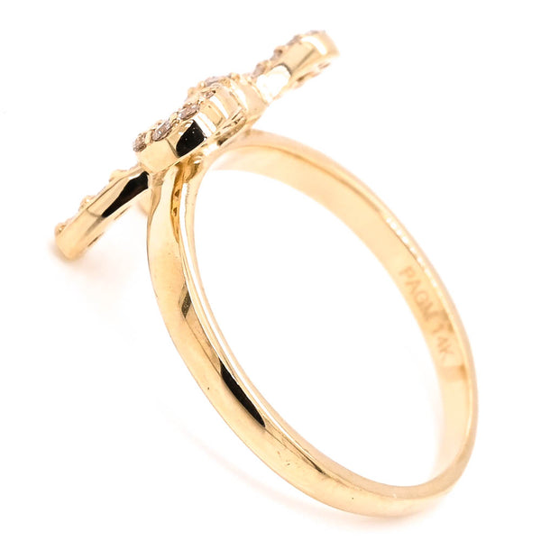 Graziella 14KT Yellow Gold 0.34CTW Diamond Bow Ring