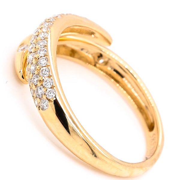 Graziella 14KT Yellow Gold 0.40CTW Diamond Cross Over Ring