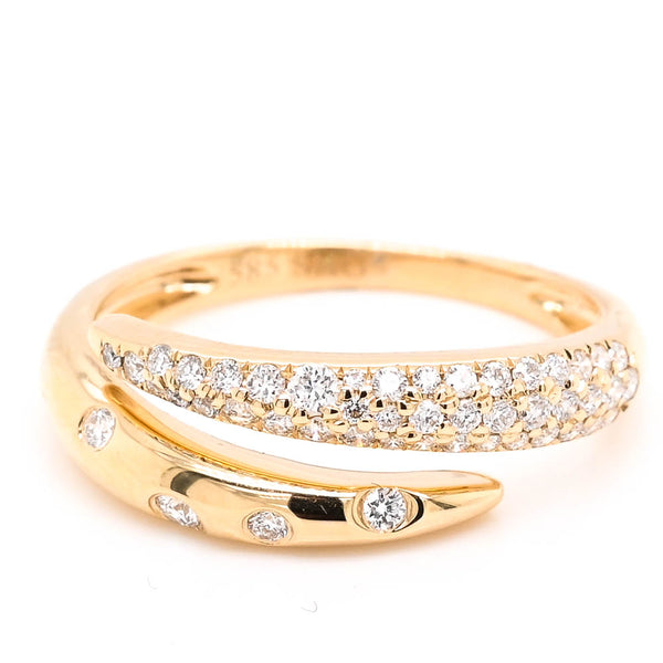 graziella 14KT Yellow Gold 0.40CTW Diamond Cross Over Ring