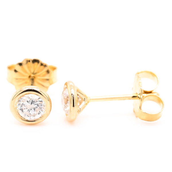 graziella 14KT Yellow Gold 0.40CTW I1 H-I Colour Diamond Bezel Set Stud Earrings