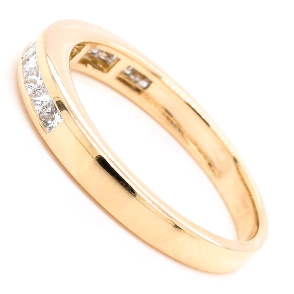 Graziella 14KT Yellow Gold 0.40CTW Princess Cut Diamond Chanel Set Diamond Wedding Band