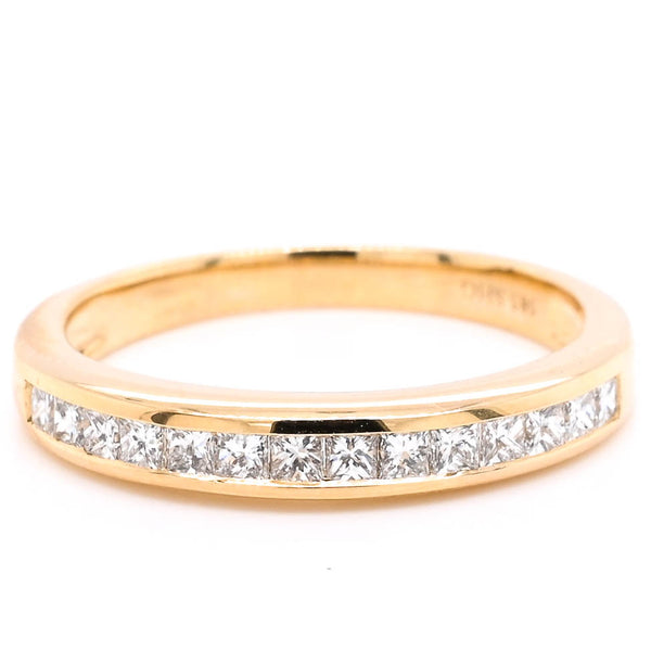 graziella 14KT Yellow Gold 0.40CTW Princess Cut Diamond Chanel Set Diamond Wedding Band