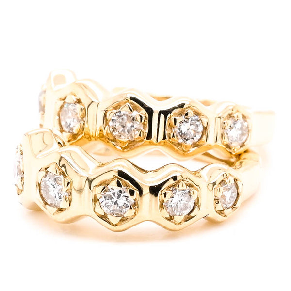 graziella 14KT Yellow Gold 0.41CTW Huggie Style Backing Diamond Earrings