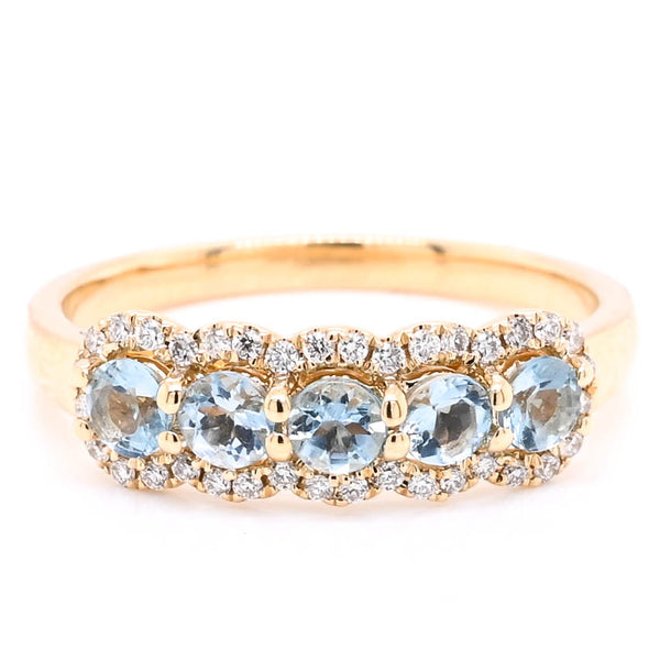 graziella 14KT Yellow Gold 0.45CTW Aquamarine & Diamond Ring
