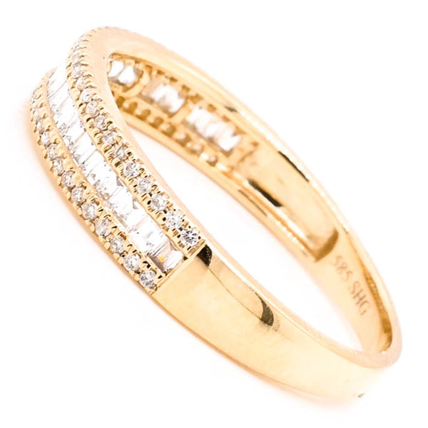 Graziella 14KT Yellow Gold 0.45CTW Round And Baguettes Diamond Band