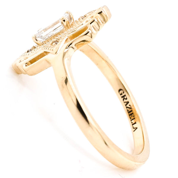 Graziella 14KT Yellow Gold 0.46CTW Emerald Shape Canadian Diamond Ring