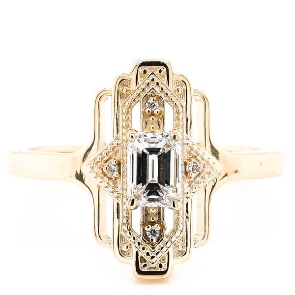 graziella 14KT Yellow Gold 0.46CTW Emerald Shape Canadian Diamond Ring