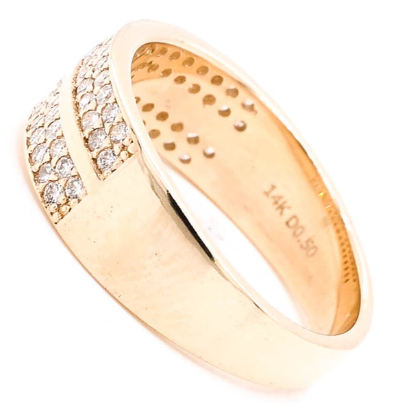 Graziella 14KT Yellow Gold 0.50CTW Diamond Ring. Band Width: 3mm Size: 6