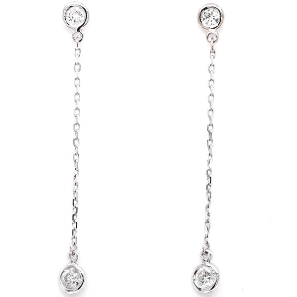 graziella 14KT Yellow Gold 0.60CTW Round Brilliant Chain Link Dangle Earrings