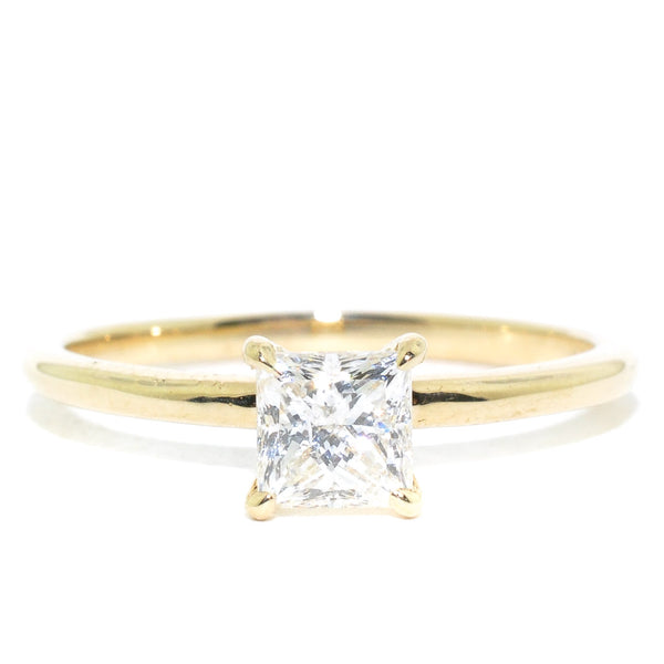 graziella 14KT Yellow Gold 0.62CT Princess Cut Canadian Diamond Solitaire Engagement Ring