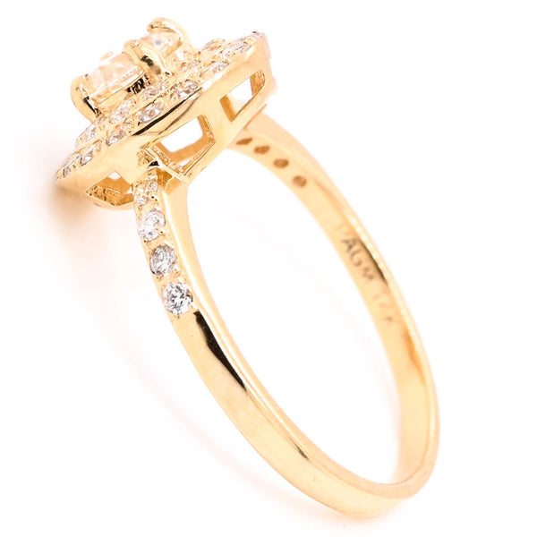 Graziella 14KT Yellow Gold 0.81CTW Round Brillinat Diamond Double Halo Set Engagement Ring