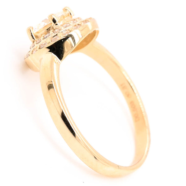 Graziella 14KT Yellow Gold 0.81CTW Round Brillinat Diamond Double Halo Set Engagement Ring