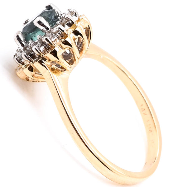 Graziella 14KT Yellow Gold 0.94CT Oval Shape Alexandrite & Diamond Halo Set Ring
