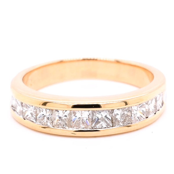 graziella 14KT Yellow Gold 1.00CTW Princess Cut Chanel Set Wedding Band