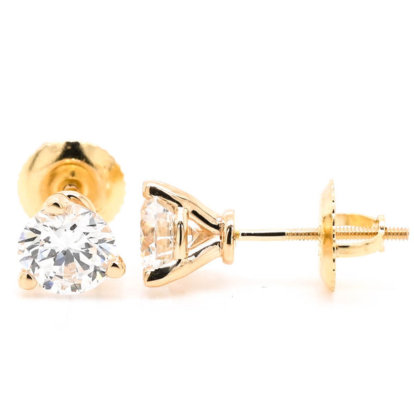 graziella 14KT Yellow Gold 1.40CTW Round Brilliant Lab Created Diamond Stud Earrings