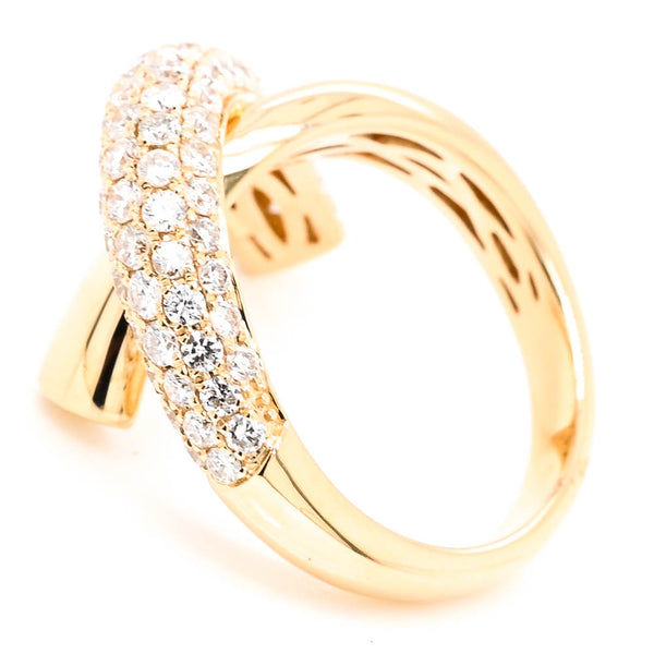 Graziella 14KT Yellow Gold 1.65CTW Diamond Cross Over Celebration Ring