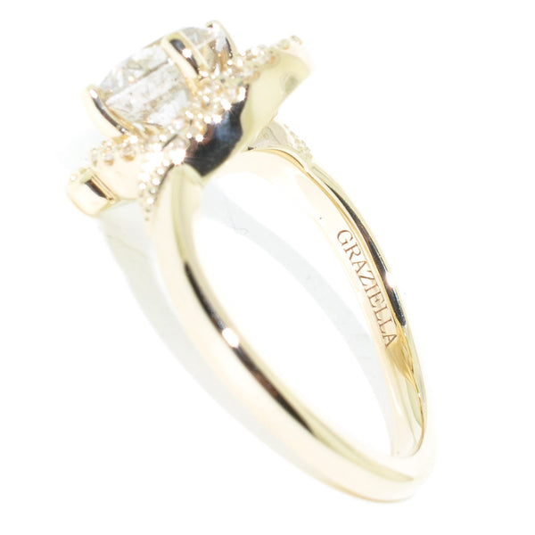 Graziella 14KT Yellow Gold 1.70CTW Round Brilliant Diamond Accented Ring