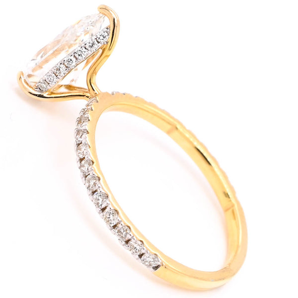 Graziella 14KT Yellow Gold 1.87CTW Pear Shape Lab Grown Diamond Hidden Halo Engagement Ring