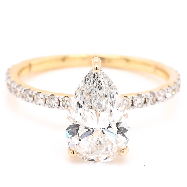 graziella 14KT Yellow Gold 1.87CTW Pear Shape Lab Grown Diamond Hidden Halo Engagement Ring