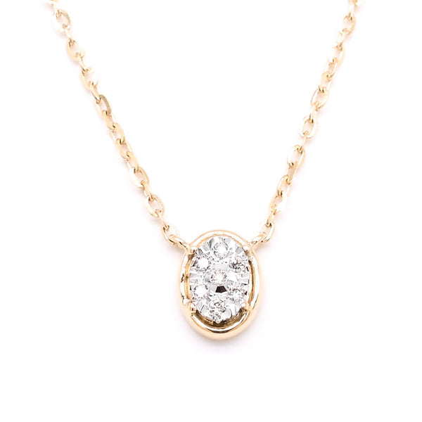 graziella 14KT Yellow Gold 16" 0.03CTW Diamond Oval Pave' Necklace