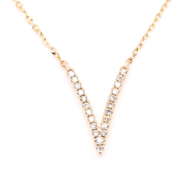 graziella 14KT Yellow Gold 16" 0.08CTW Chevron Necklace