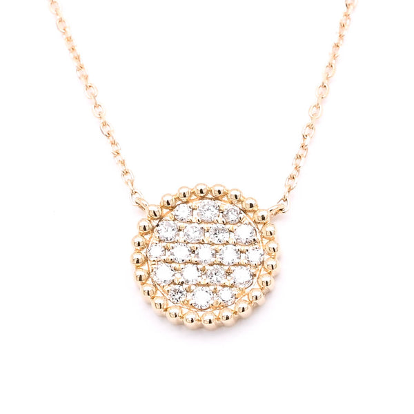 graziella 14KT Yellow Gold 16" 0.22CTW Pave' Diamond Disc Necklace