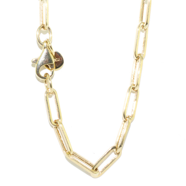 graziella 14KT Yellow Gold 16" 5MM Paper Clip Chain Bracelet