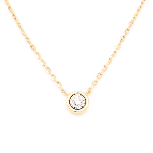 graziella 14KT Yellow Gold 18" 0.02CT Diamond Bezel Set Necklace
