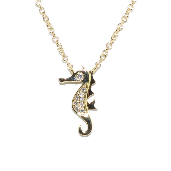 graziella 14KT Yellow Gold 18" 0.03CTW Diamond Seahorse Necklace graziella 14KT Yellow Gold 18" 0.03CTW Diamond Seahorse Necklace